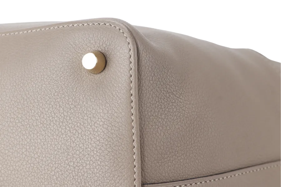 HERMES TOOLBOX 26 GRIS EVERCOLOR LEATHER PALLADIUM HARDWARE STAMP A (YEAR 2017) WITH KEYS AND DUST COVER