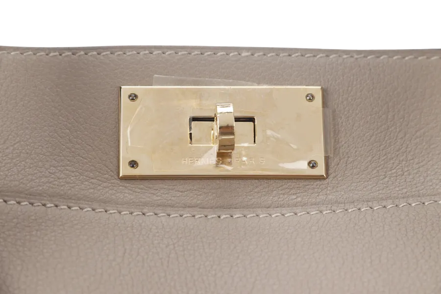 HERMES TOOLBOX 26 GRIS EVERCOLOR LEATHER PALLADIUM HARDWARE STAMP A (YEAR 2017) WITH KEYS AND DUST COVER