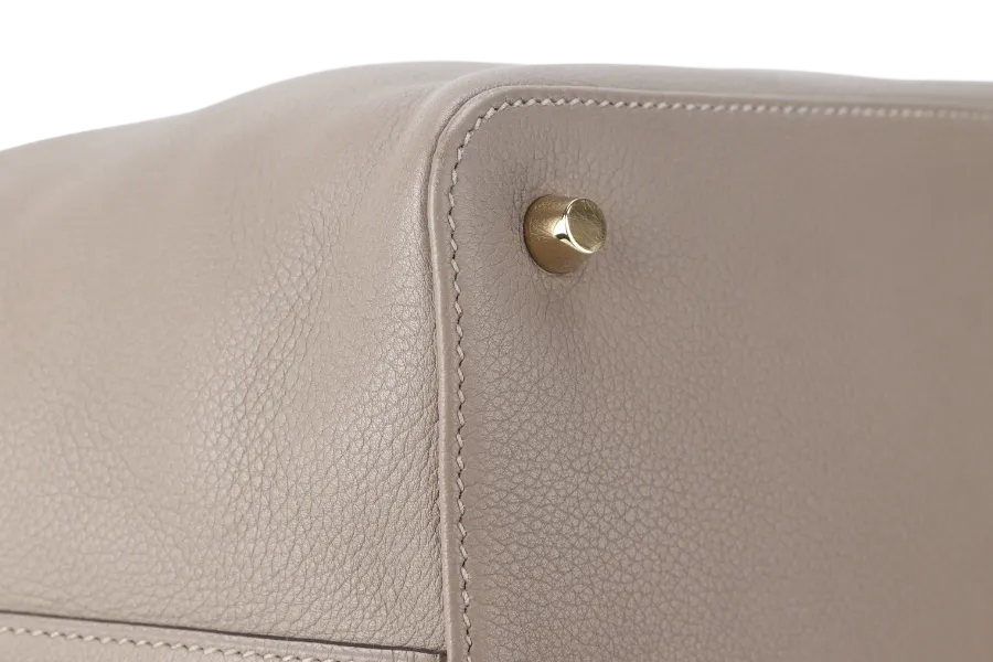 HERMES TOOLBOX 26 GRIS EVERCOLOR LEATHER PALLADIUM HARDWARE STAMP A (YEAR 2017) WITH KEYS AND DUST COVER