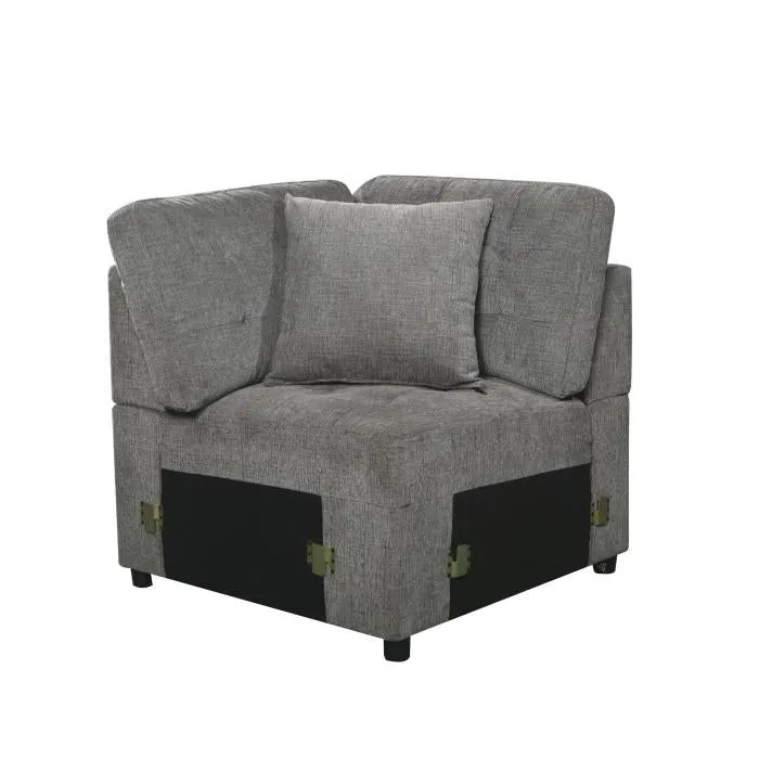 Homelegance Furniture Logansport Corner Seat with 1 Pillow in Gray 9401GRY-CR