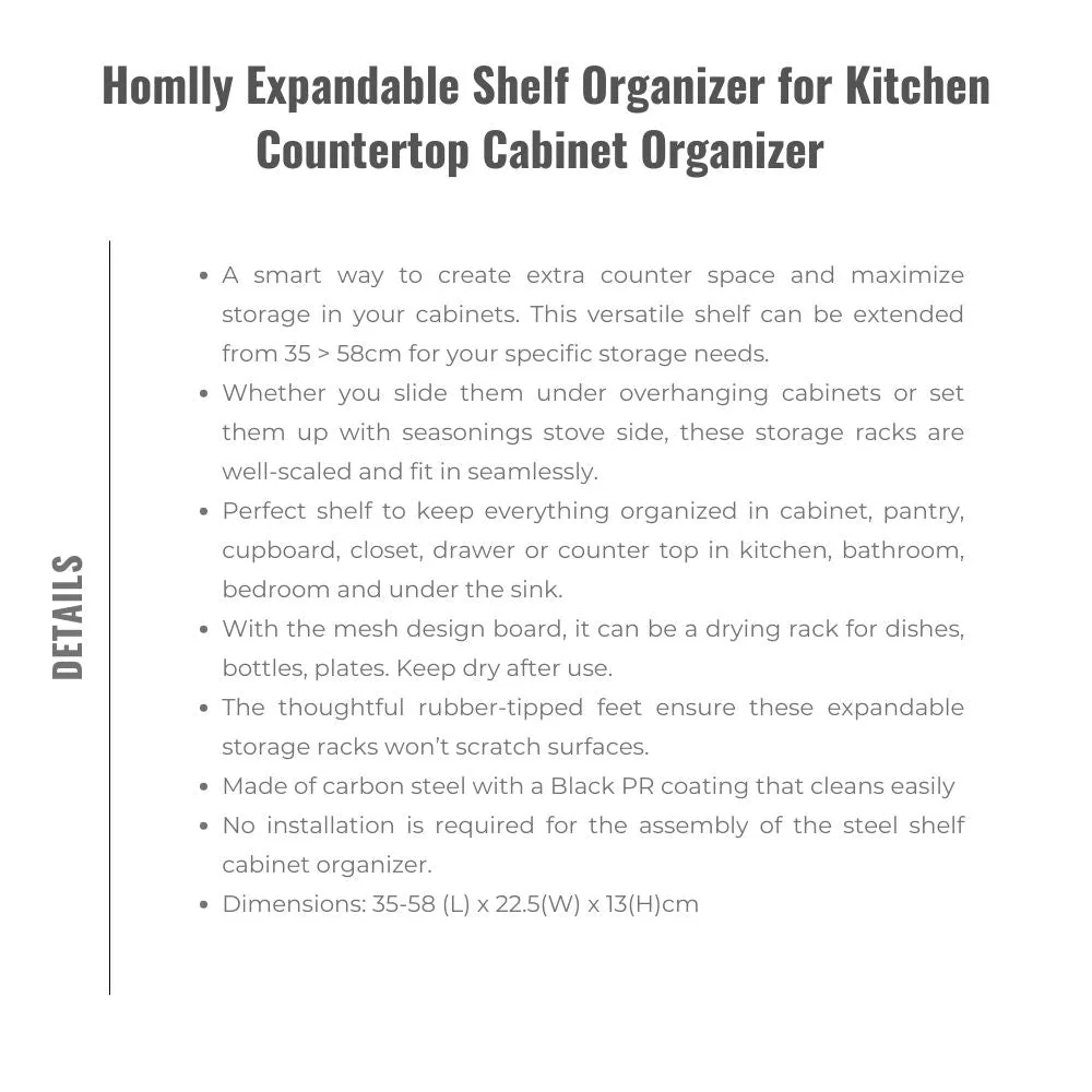 Homlly Expandable Shelf Organizer Rack for Kitchen Countertop Cabinet bathroom