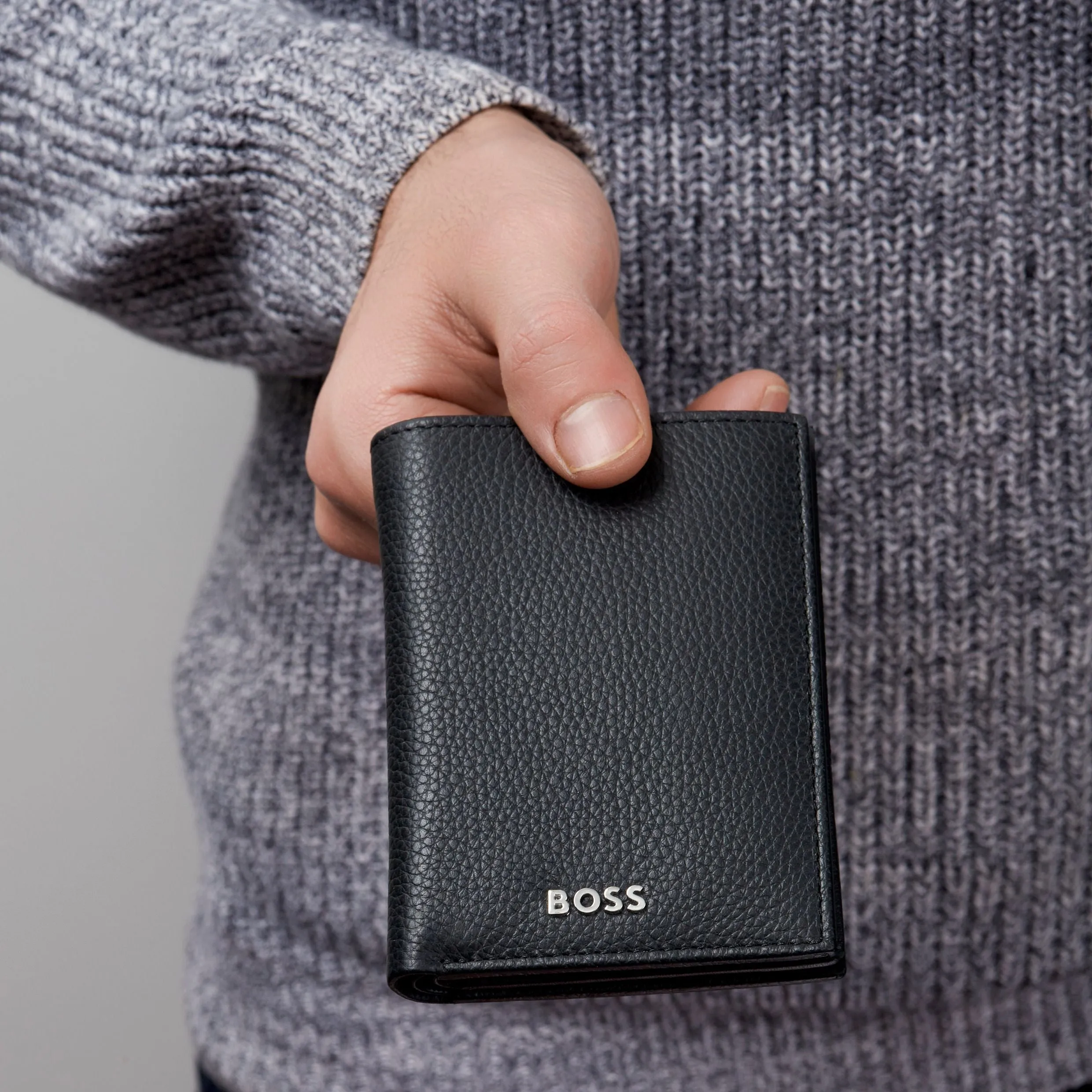HUGO BOSS HLF416A-Card holder trifold Classic Grained Black