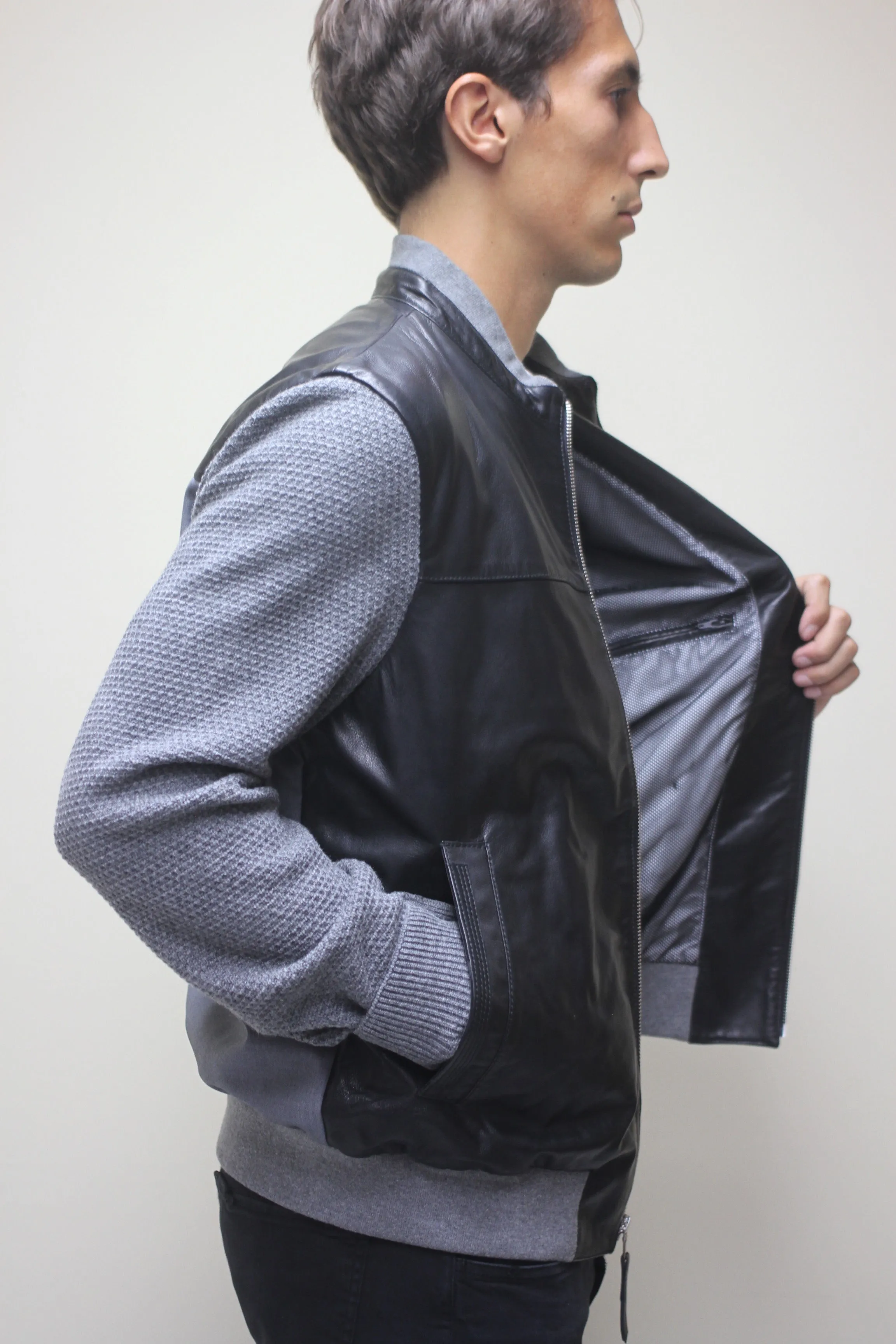 Hybrid Jacket with Leather Trim