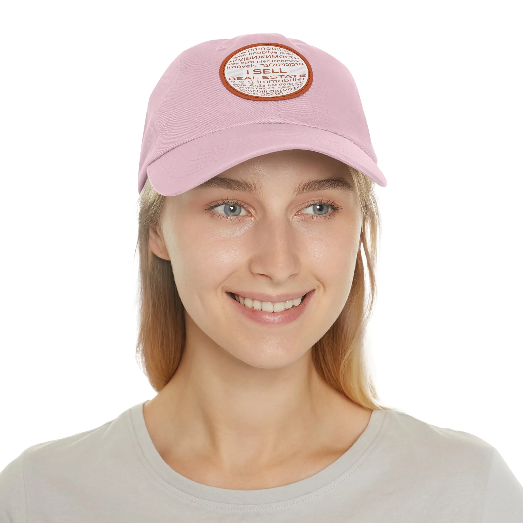 I Sell Real Estate Translated Dad Hat with Leather Patch (Round)