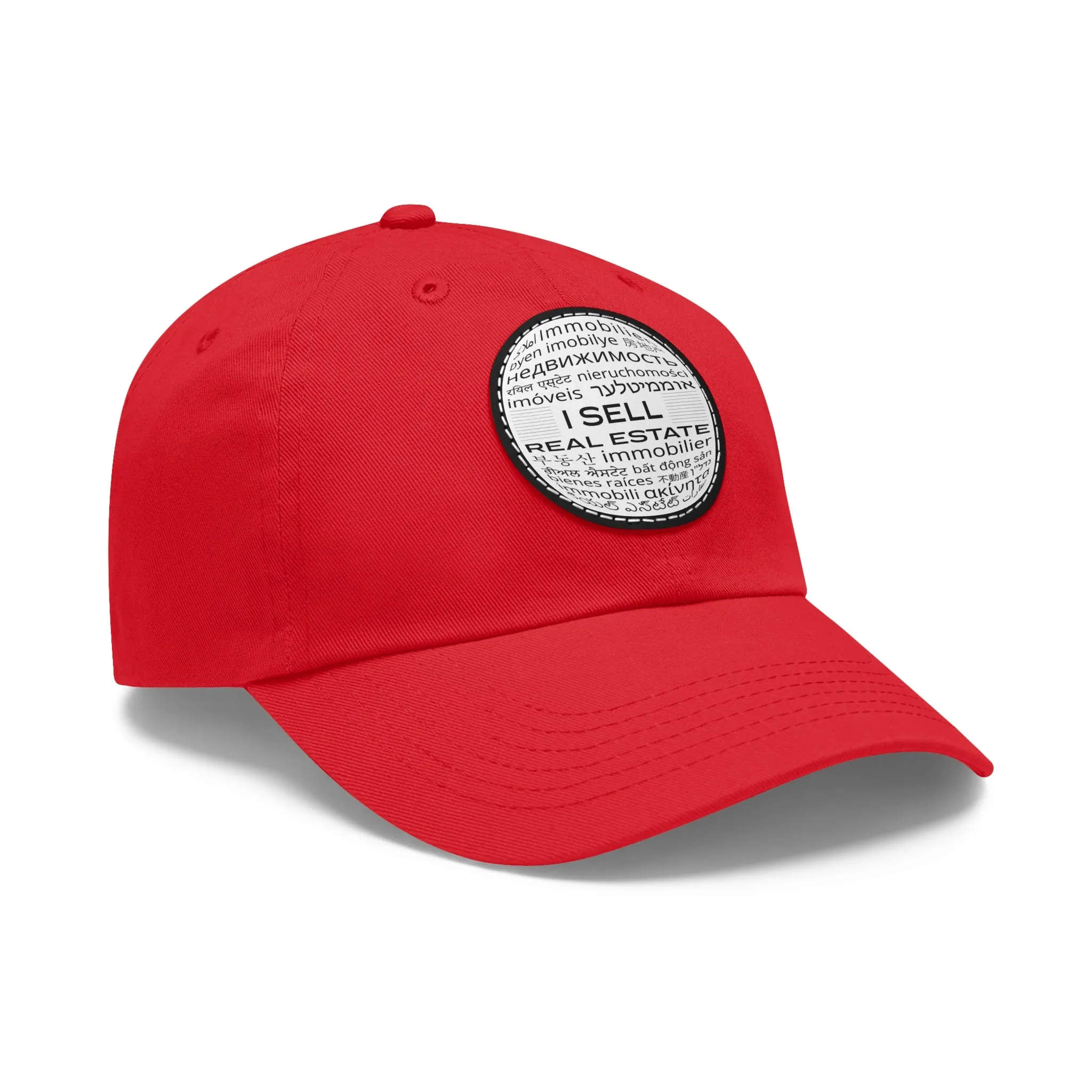 I Sell Real Estate Translated Dad Hat with Leather Patch (Round)