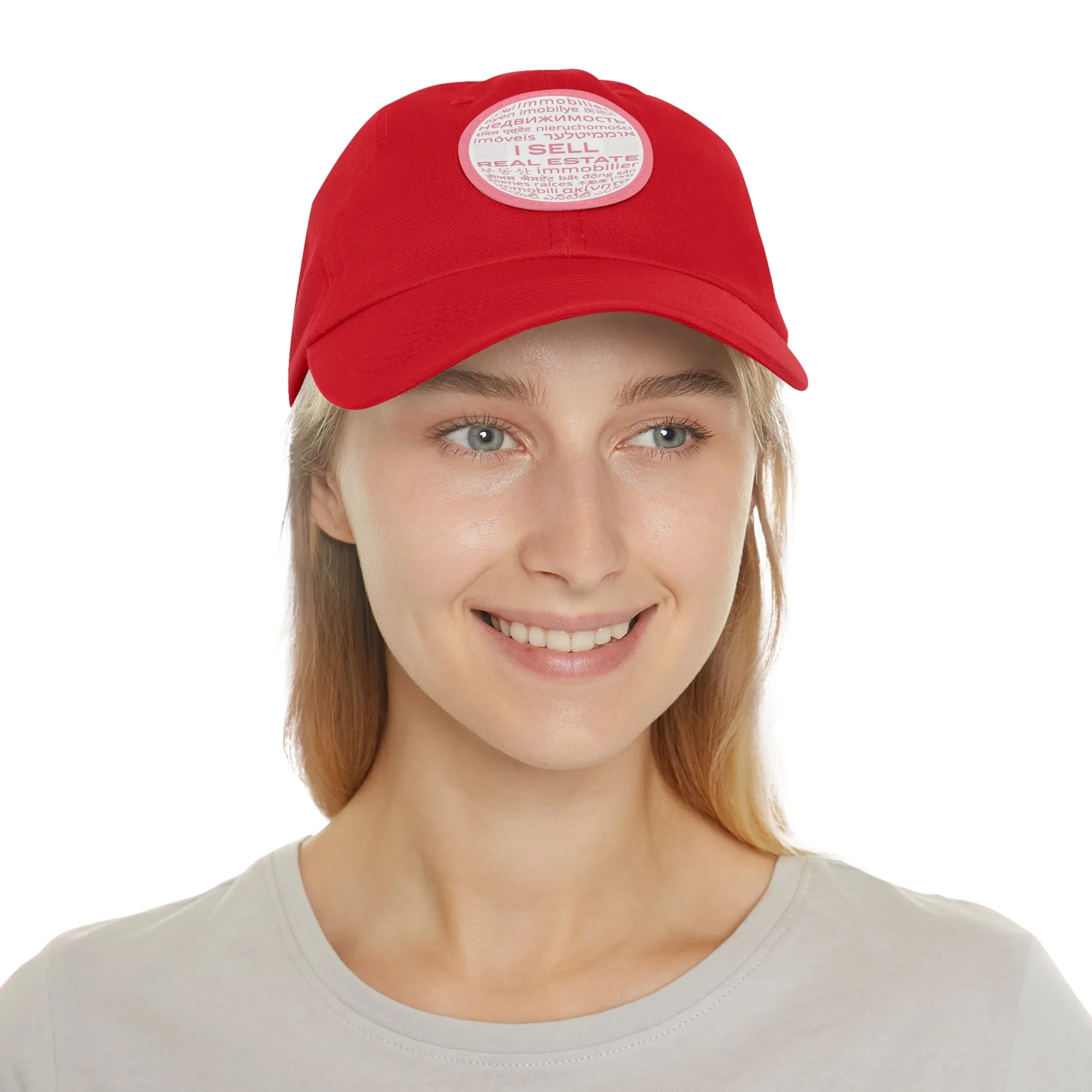 I Sell Real Estate Translated Dad Hat with Leather Patch (Round)