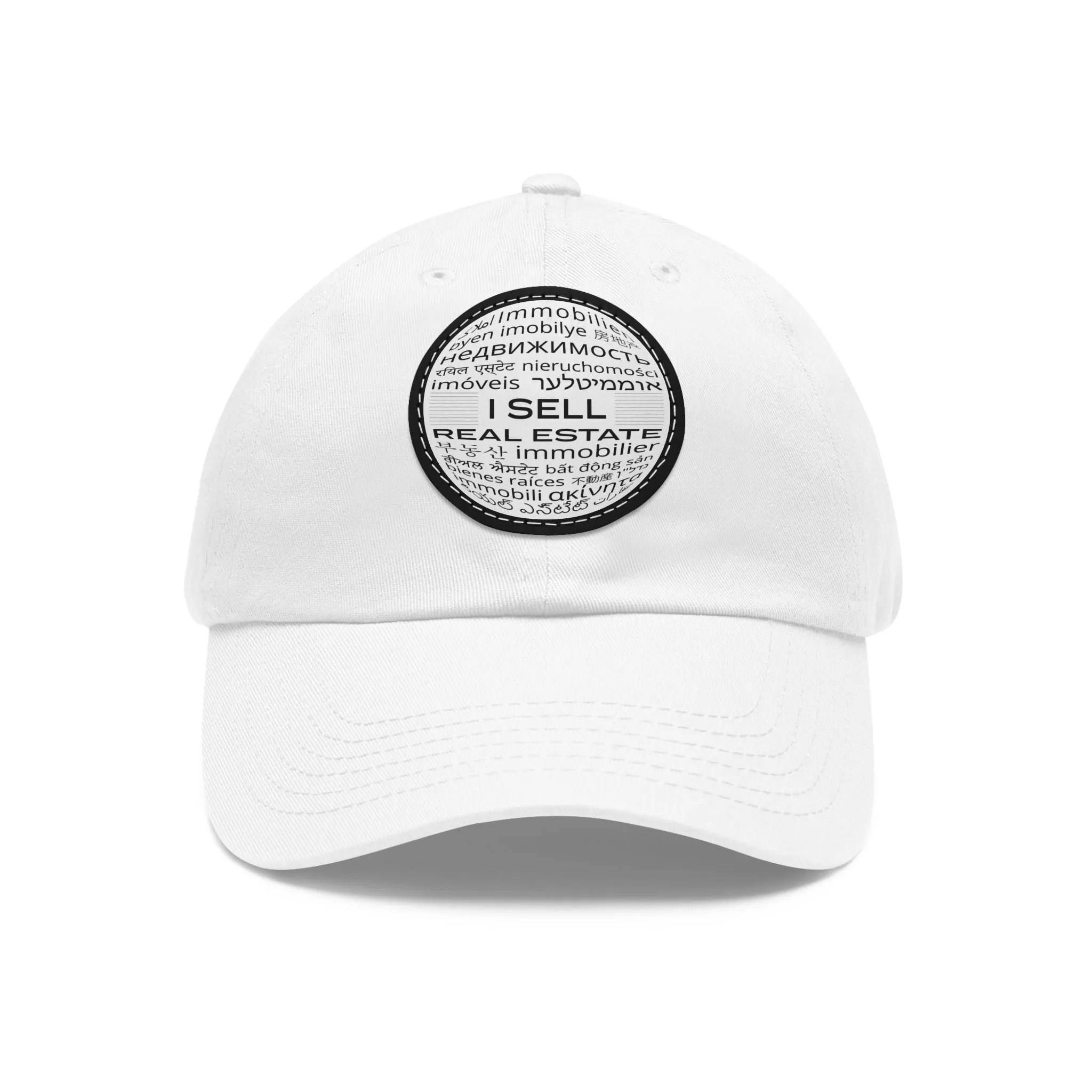 I Sell Real Estate Translated Dad Hat with Leather Patch (Round)