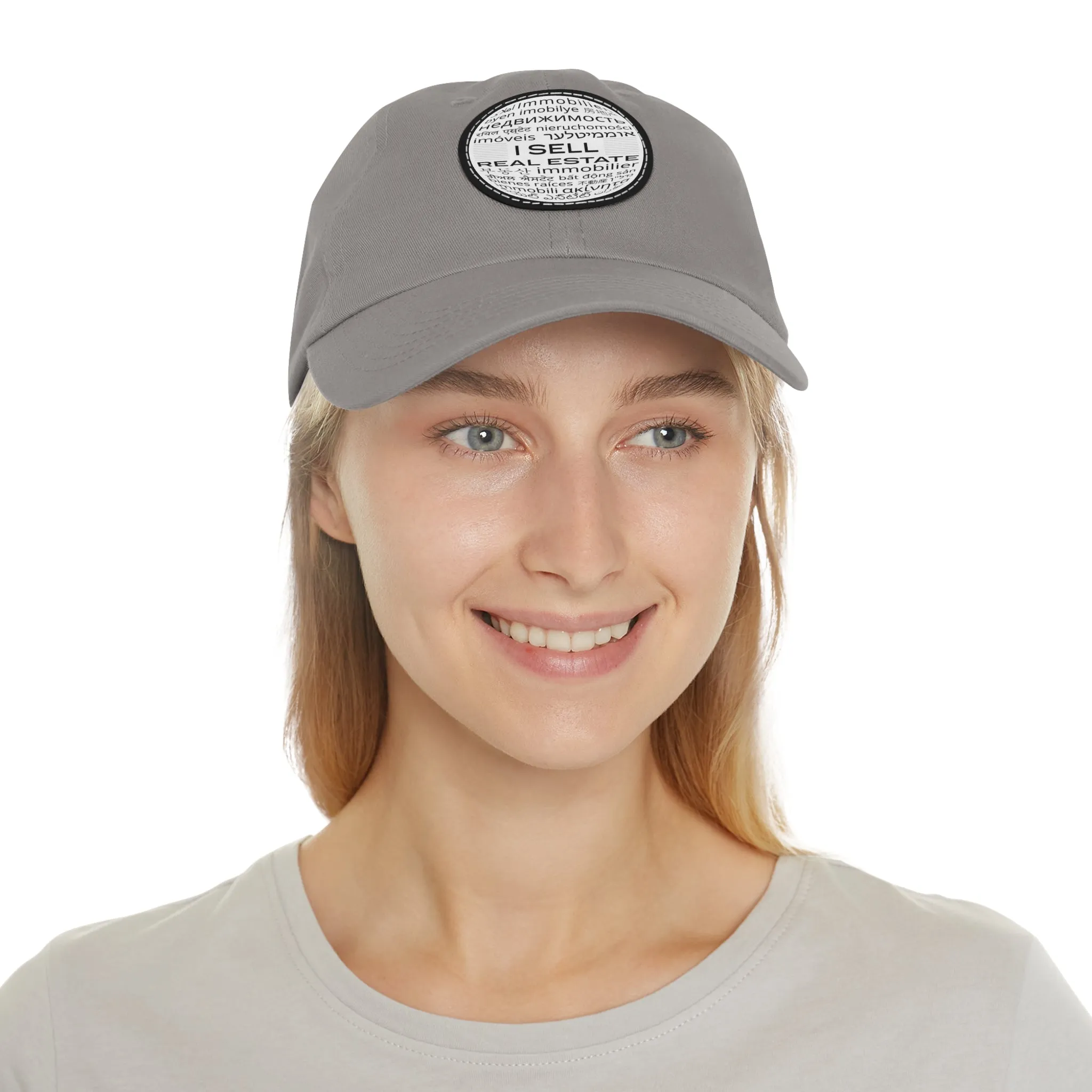 I Sell Real Estate Translated Dad Hat with Leather Patch (Round)