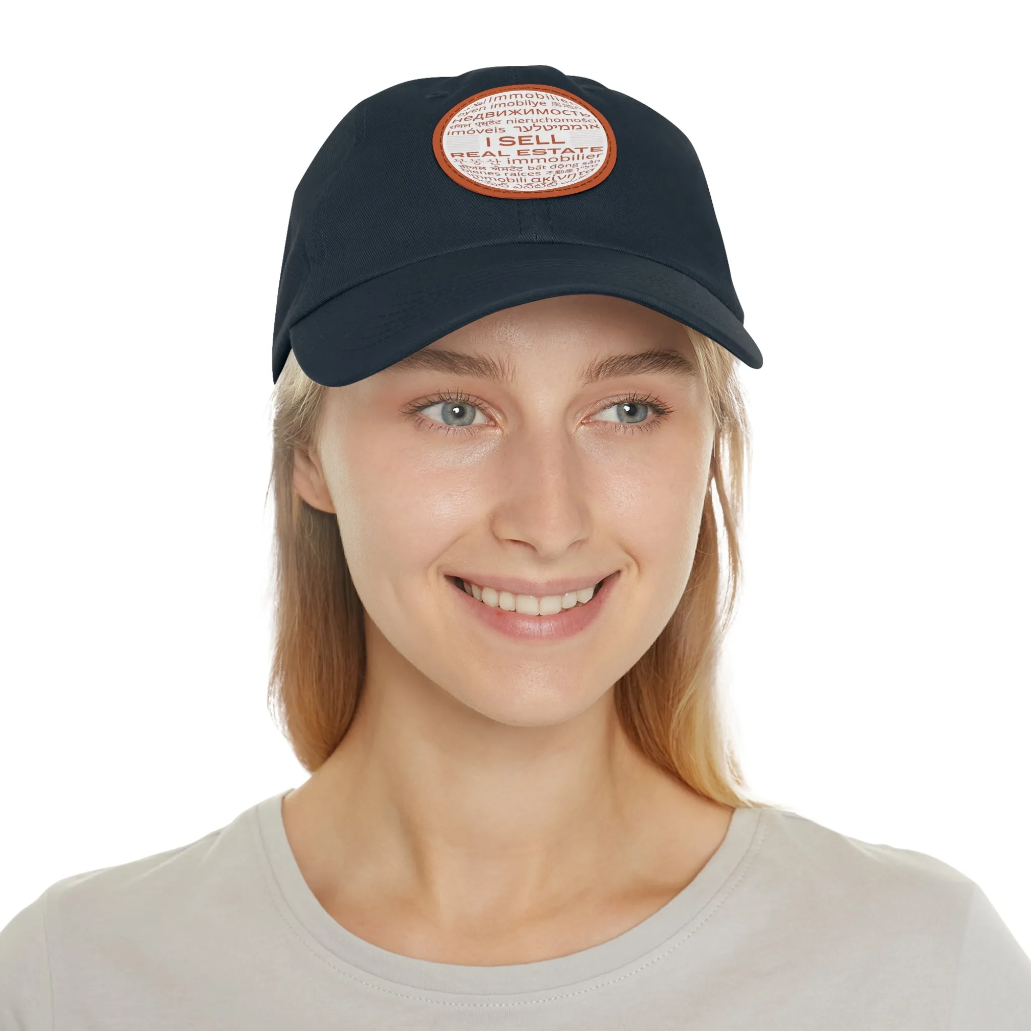 I Sell Real Estate Translated Dad Hat with Leather Patch (Round)