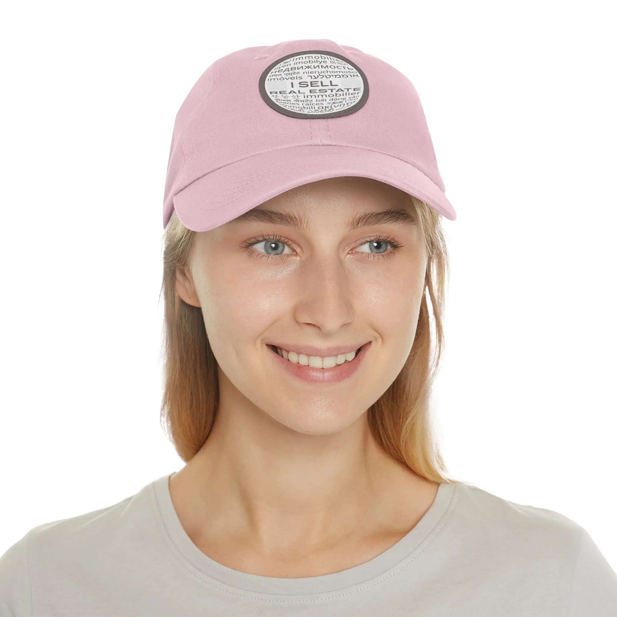 I Sell Real Estate Translated Dad Hat with Leather Patch (Round)