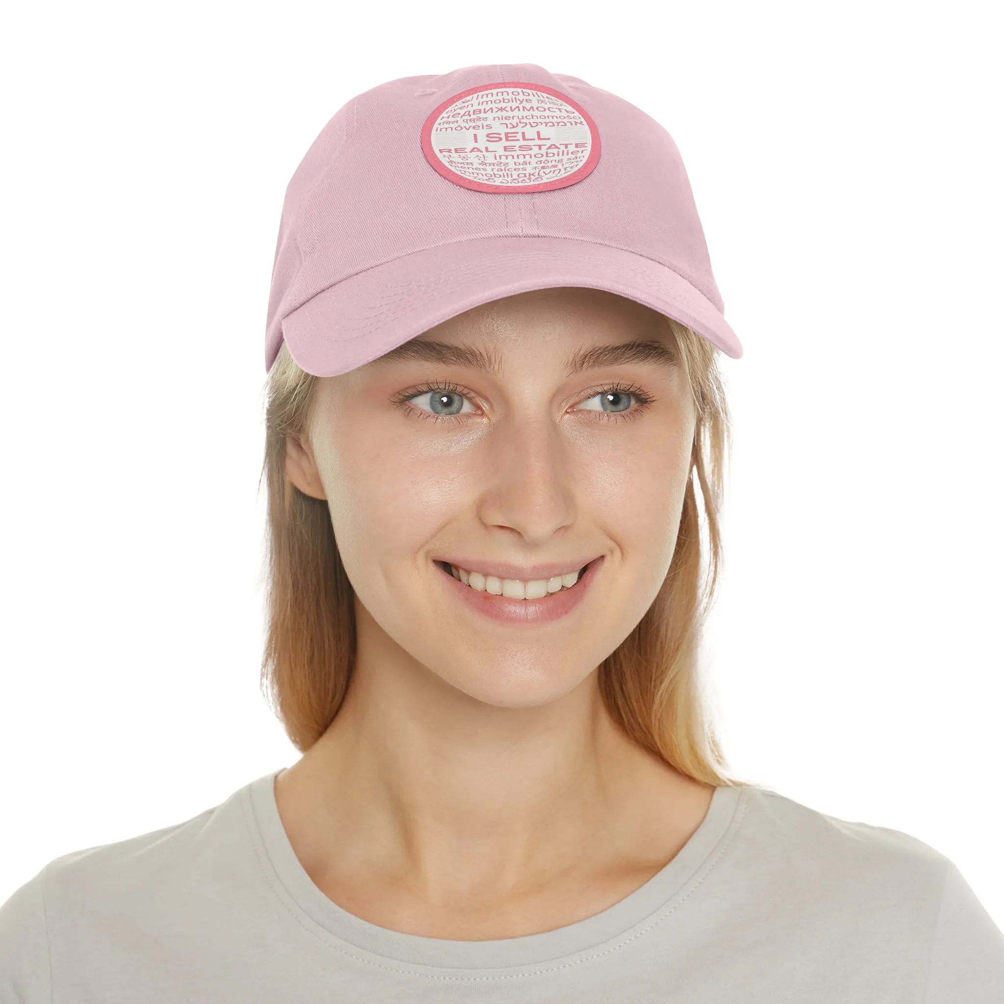 I Sell Real Estate Translated Dad Hat with Leather Patch (Round)