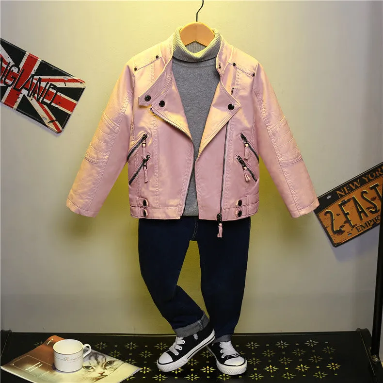 INSTOCK-Celebrity-style girls' leather jacket