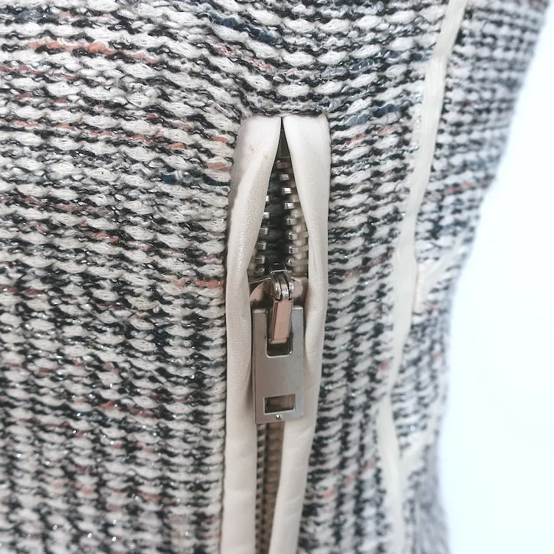 IRO Noelia Jacket Cream/Black Leather-Trim Metallic Tweed Size 0