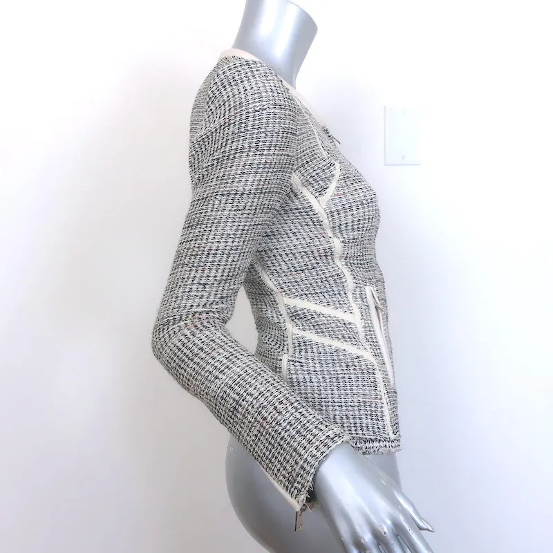 IRO Noelia Jacket Cream/Black Leather-Trim Metallic Tweed Size 0