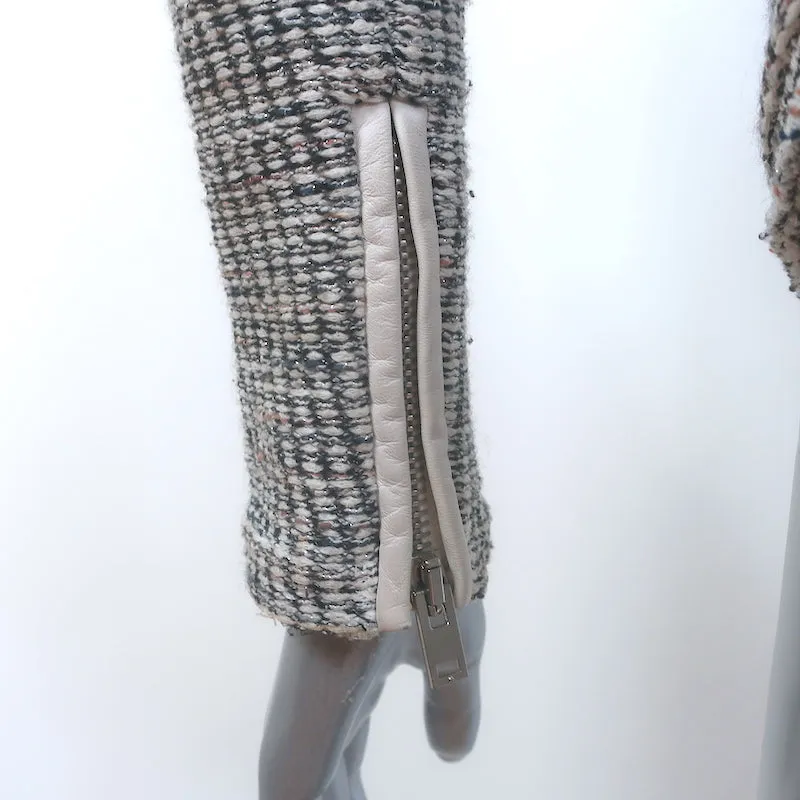 IRO Noelia Jacket Cream/Black Leather-Trim Metallic Tweed Size 0