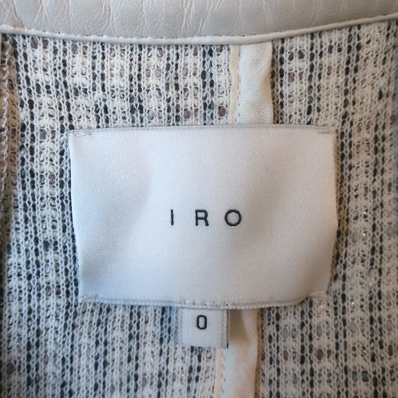 IRO Noelia Jacket Cream/Black Leather-Trim Metallic Tweed Size 0