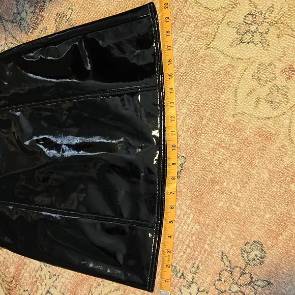 J. Crew Black Glossy Faux Leather Side Zip Lined Mini Skirt - Size 0