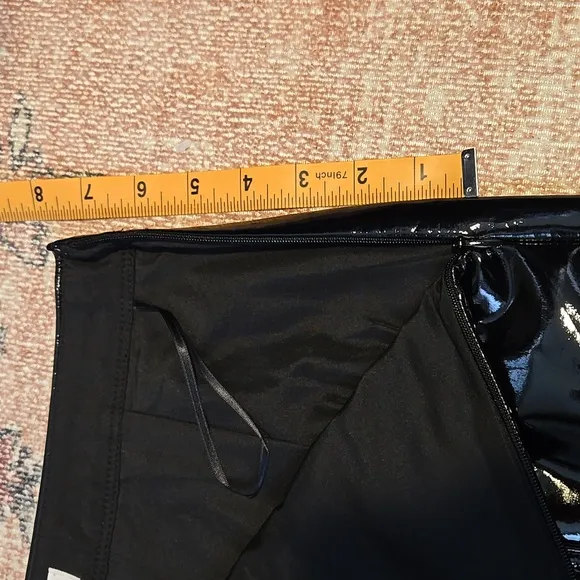 J. Crew Black Glossy Faux Leather Side Zip Lined Mini Skirt - Size 0
