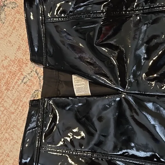 J. Crew Black Glossy Faux Leather Side Zip Lined Mini Skirt - Size 0