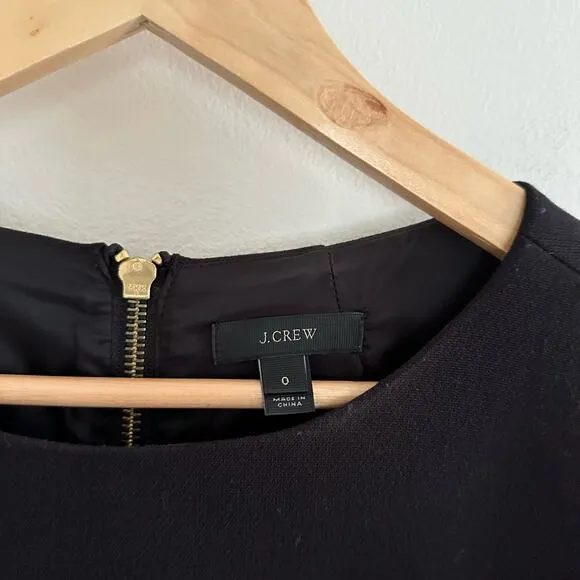 J. Crew Faux Leather Long Sleeve Shift Dress Black 0