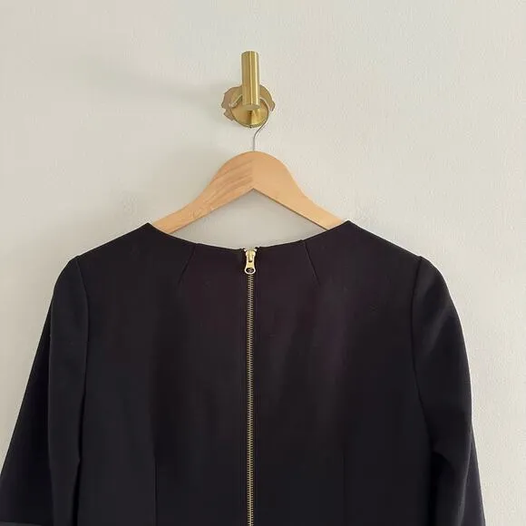 J. Crew Faux Leather Long Sleeve Shift Dress Black 0