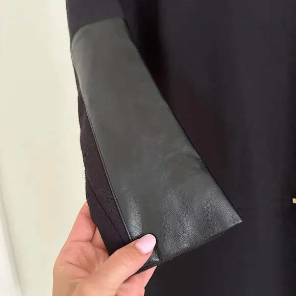 J. Crew Faux Leather Long Sleeve Shift Dress Black 0