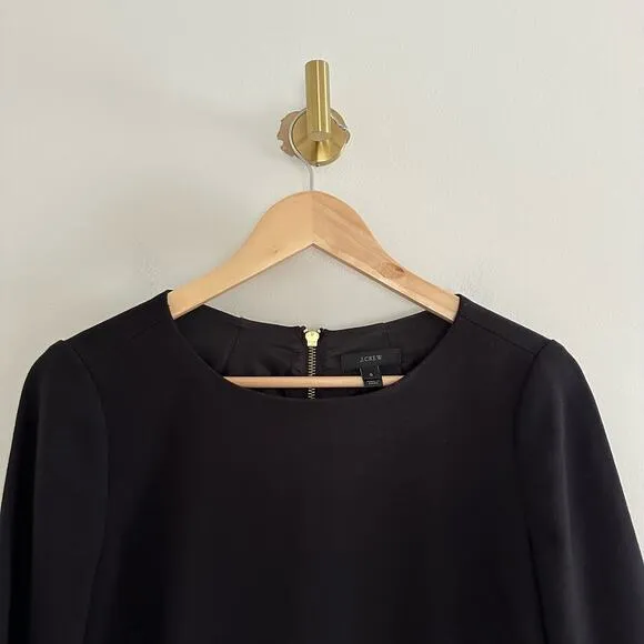 J. Crew Faux Leather Long Sleeve Shift Dress Black 0