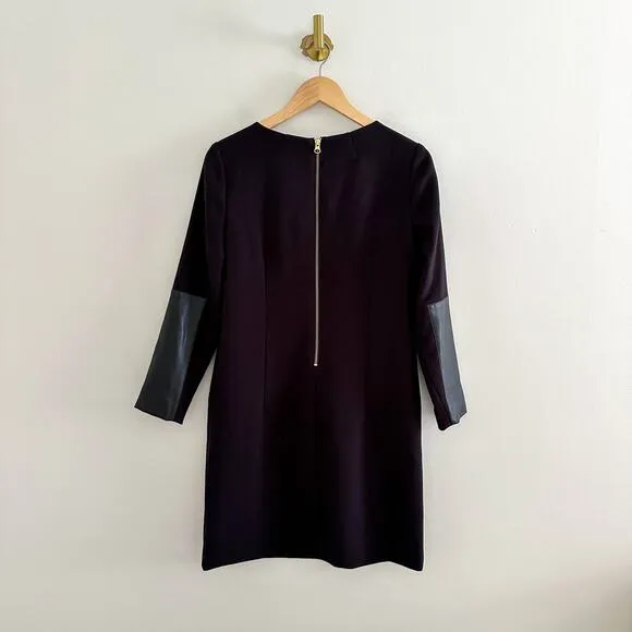 J. Crew Faux Leather Long Sleeve Shift Dress Black 0
