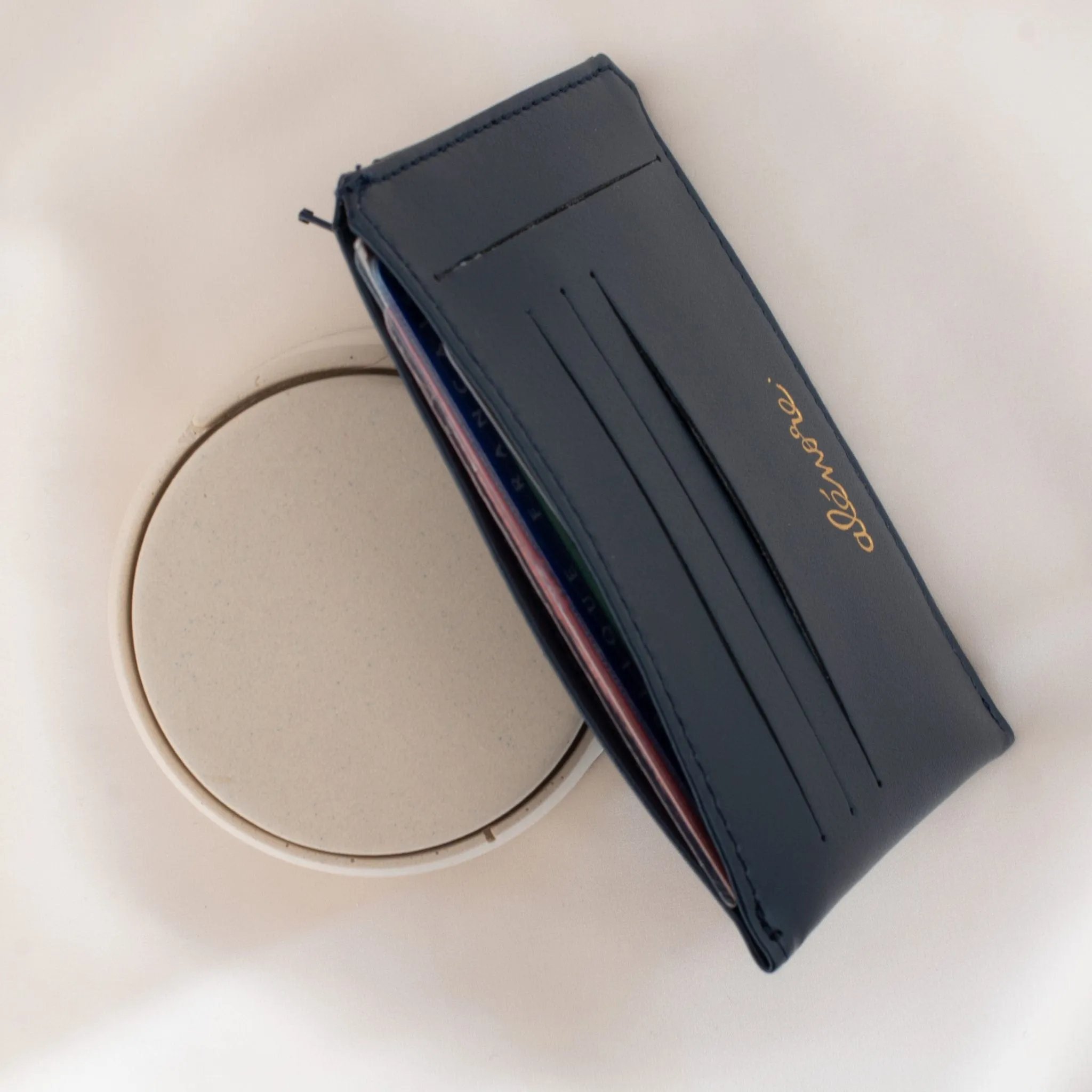 Jasmin Vegan Apple Leather Compact Wallet | Navy