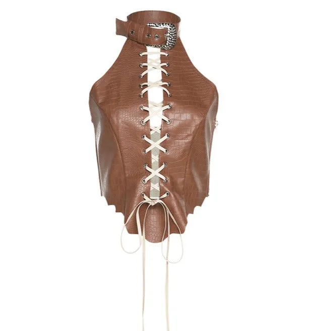 JazzHer Ayda Faux Leather Halter Top