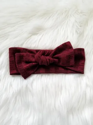 Jessa Ribbed Bow Headwrap - Burgundy