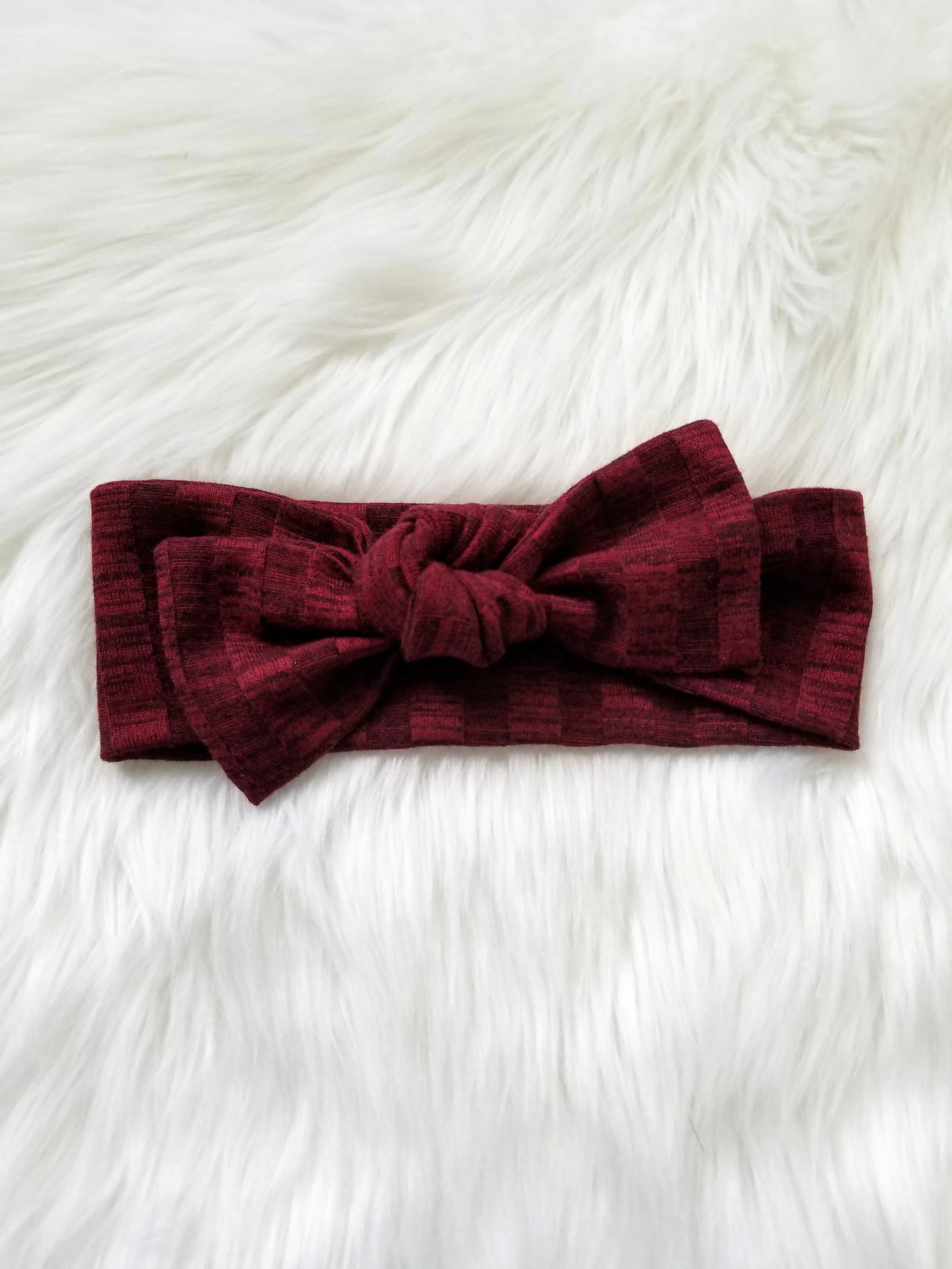 Jessa Ribbed Bow Headwrap - Burgundy