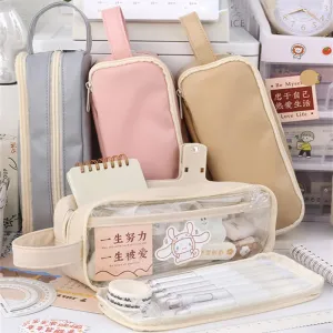 Kawaii Transparent Pencil Case 🍭✨ | Multifunctional Storage Bag for Girls 🎀 | Large Capacity Double Layer School Supplies 🎨✏️