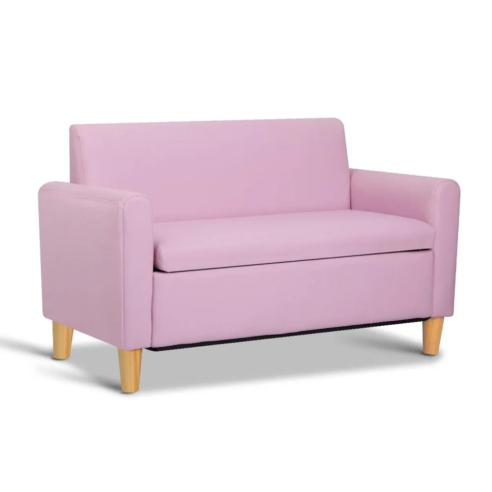 Kids Sofa Storage Armchair Lounge Pink PU Leather Children Chair Couch
