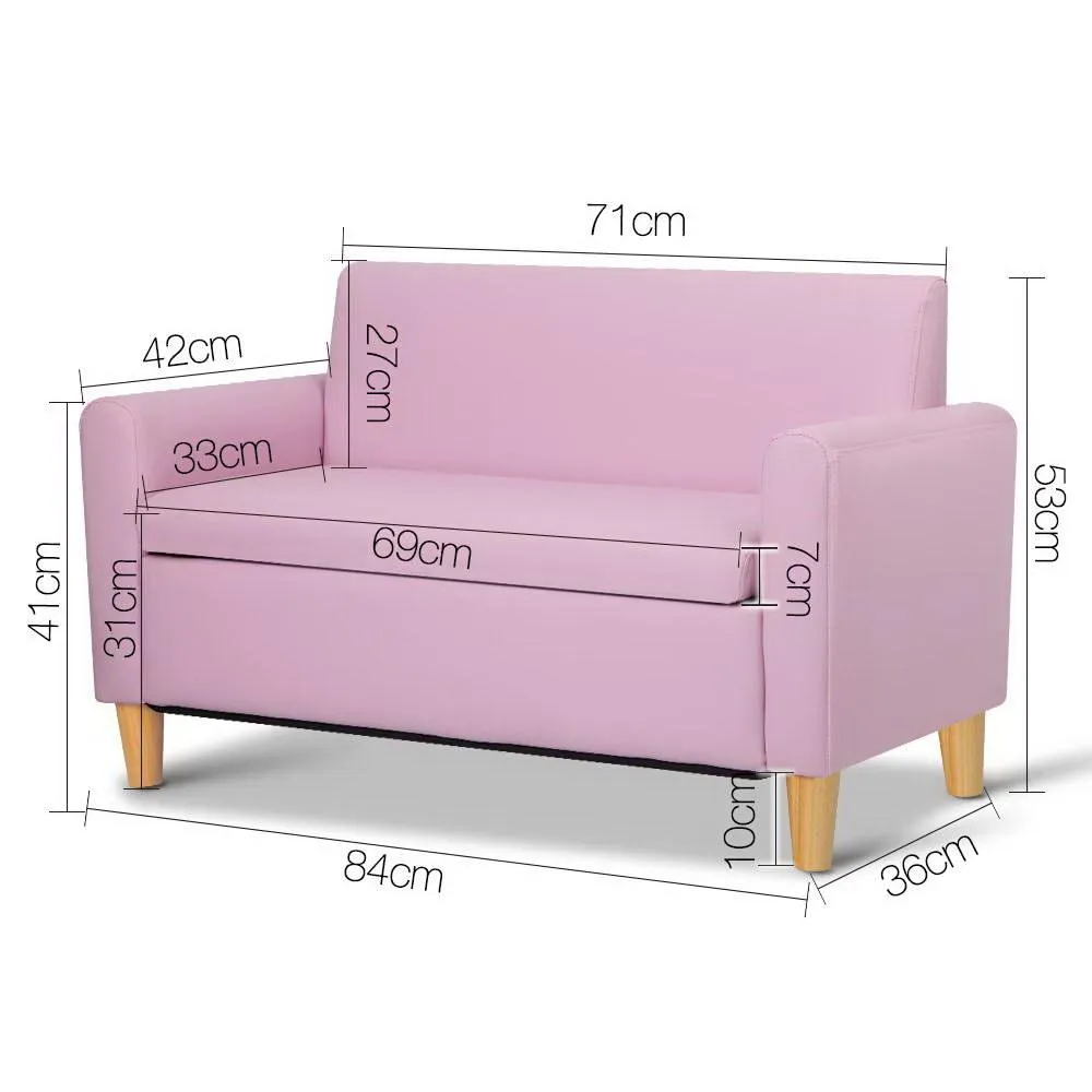 Kids Sofa Storage Armchair Lounge Pink PU Leather Children Chair Couch