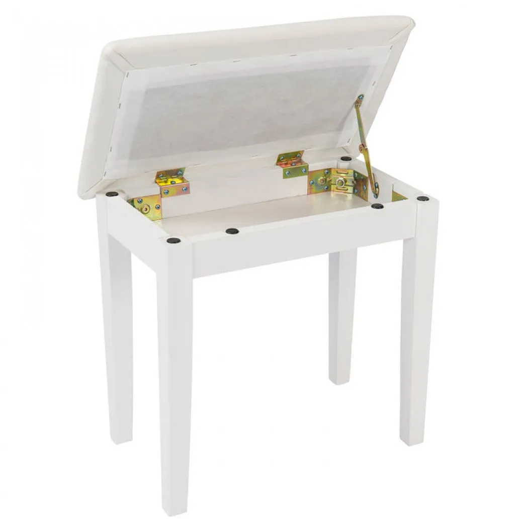 Kinsman KPB01WH Piano Bench with Storage - White Satin