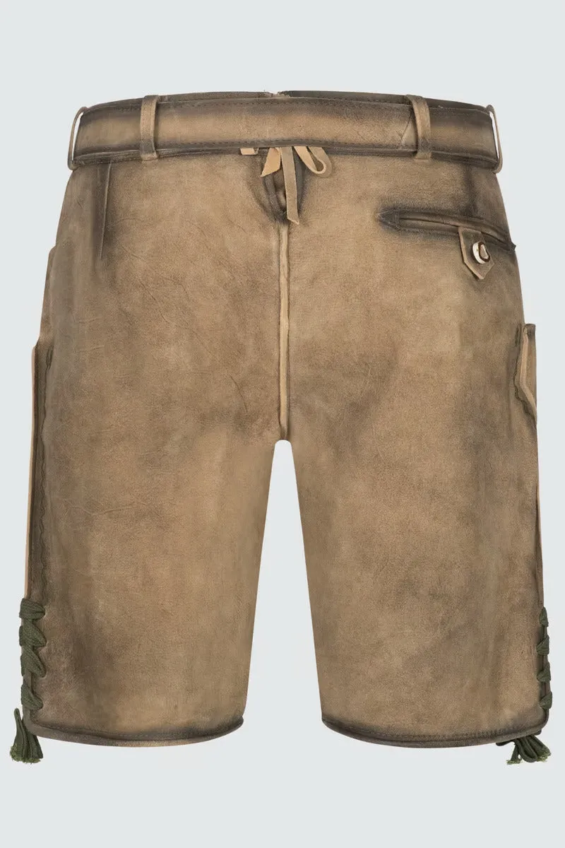 Kruger Men's Lederhosen "Ulli" with belt (brown)