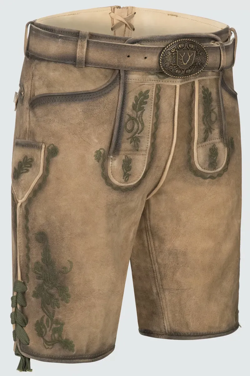 Kruger Men's Lederhosen "Ulli" with belt (brown)