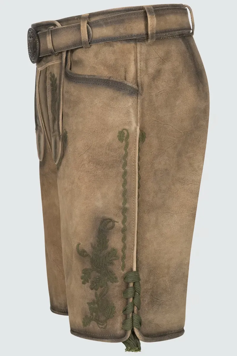 Kruger Men's Lederhosen "Ulli" with belt (brown)