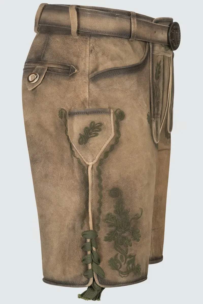 Kruger Men's Lederhosen "Ulli" with belt (brown)