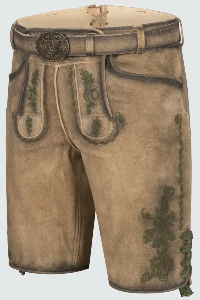 Kruger Men's Lederhosen "Ulli" with belt (brown)