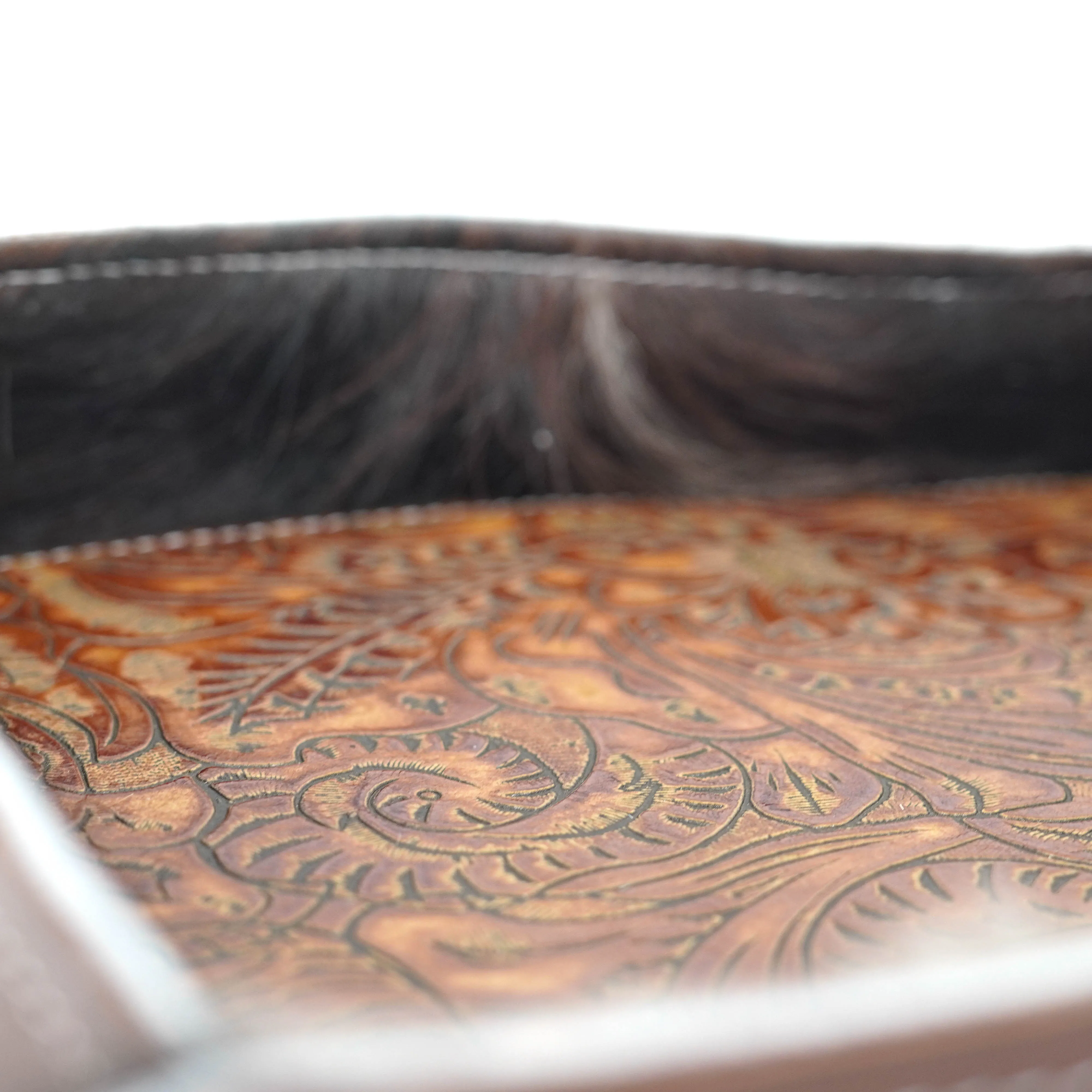 Large Tray - Glossed Chocolate Leather w/ Brandy Tool