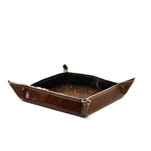 Large Tray - Glossed Chocolate Leather w/ Brandy Tool
