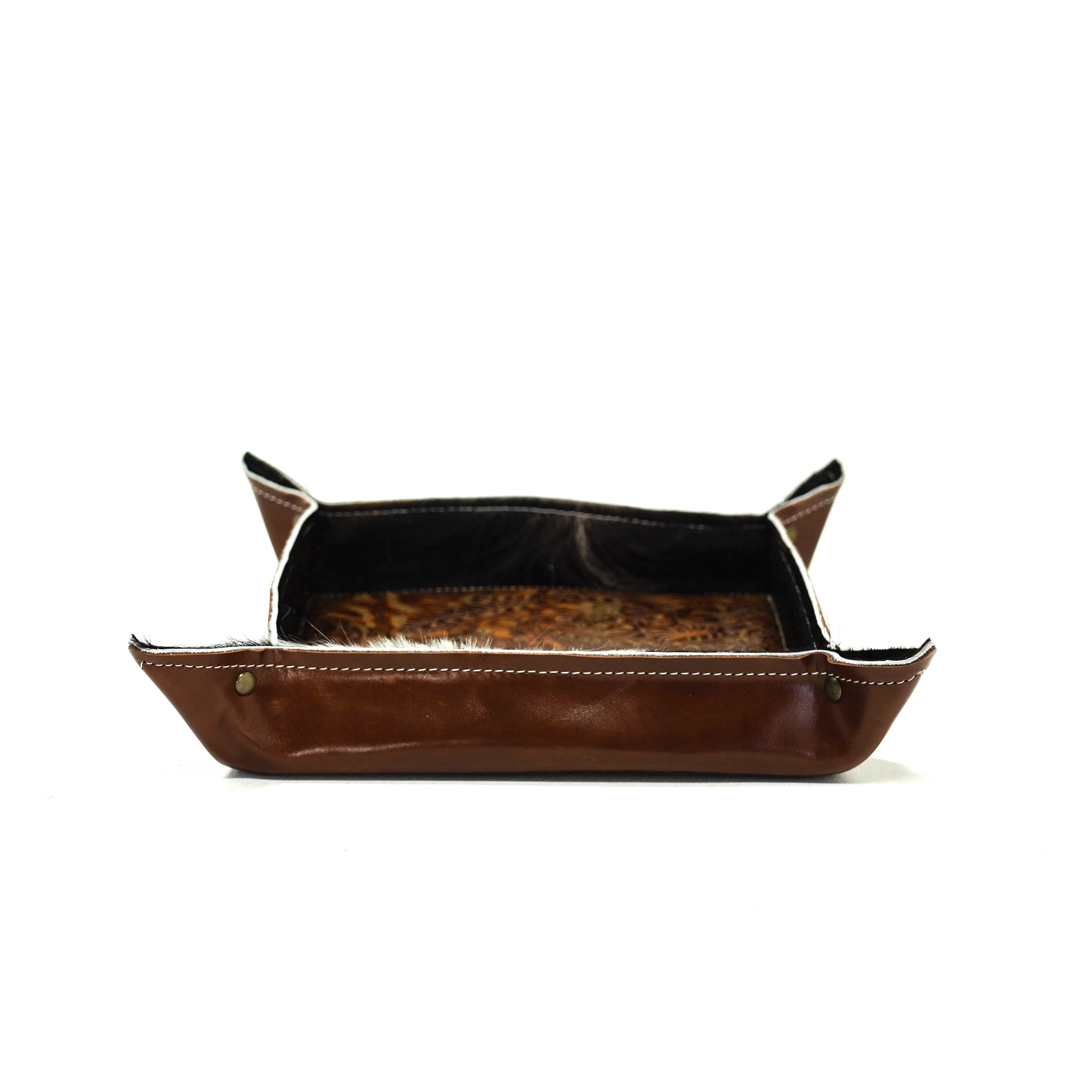 Large Tray - Glossed Chocolate Leather w/ Brandy Tool