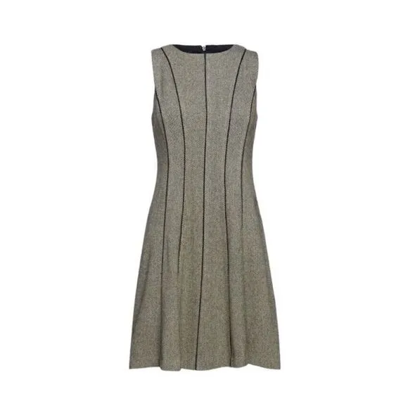 Lauren Ralph Lauren Houndstooth Tweed Wool Blend Dress sz 2