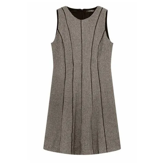 Lauren Ralph Lauren Houndstooth Tweed Wool Blend Dress sz 2