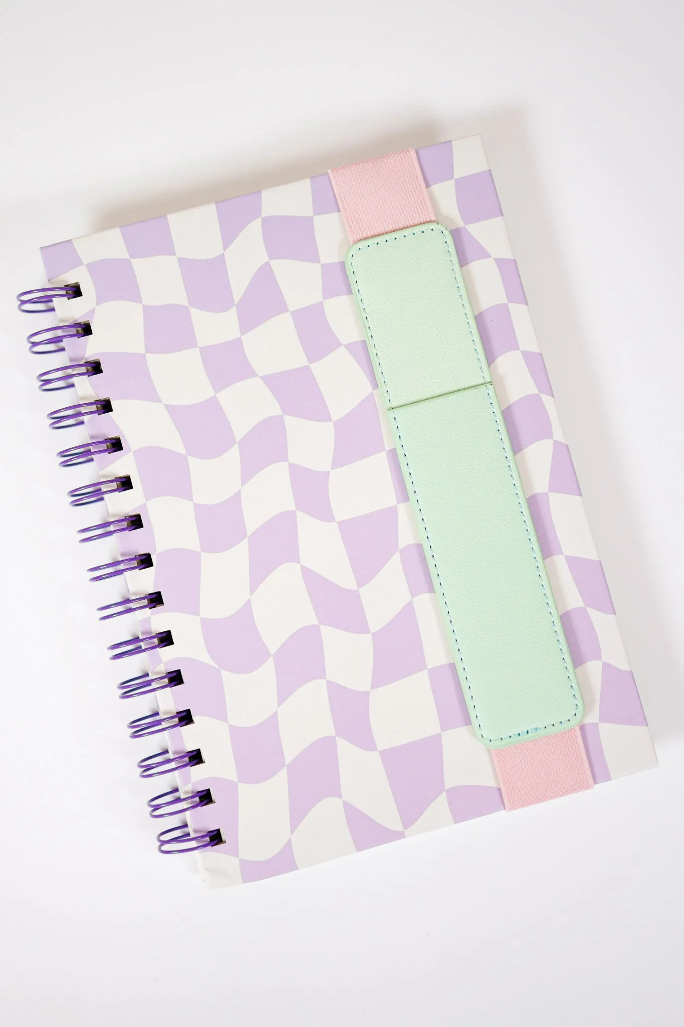 Lavender Checker Notebook with Pen Pocket