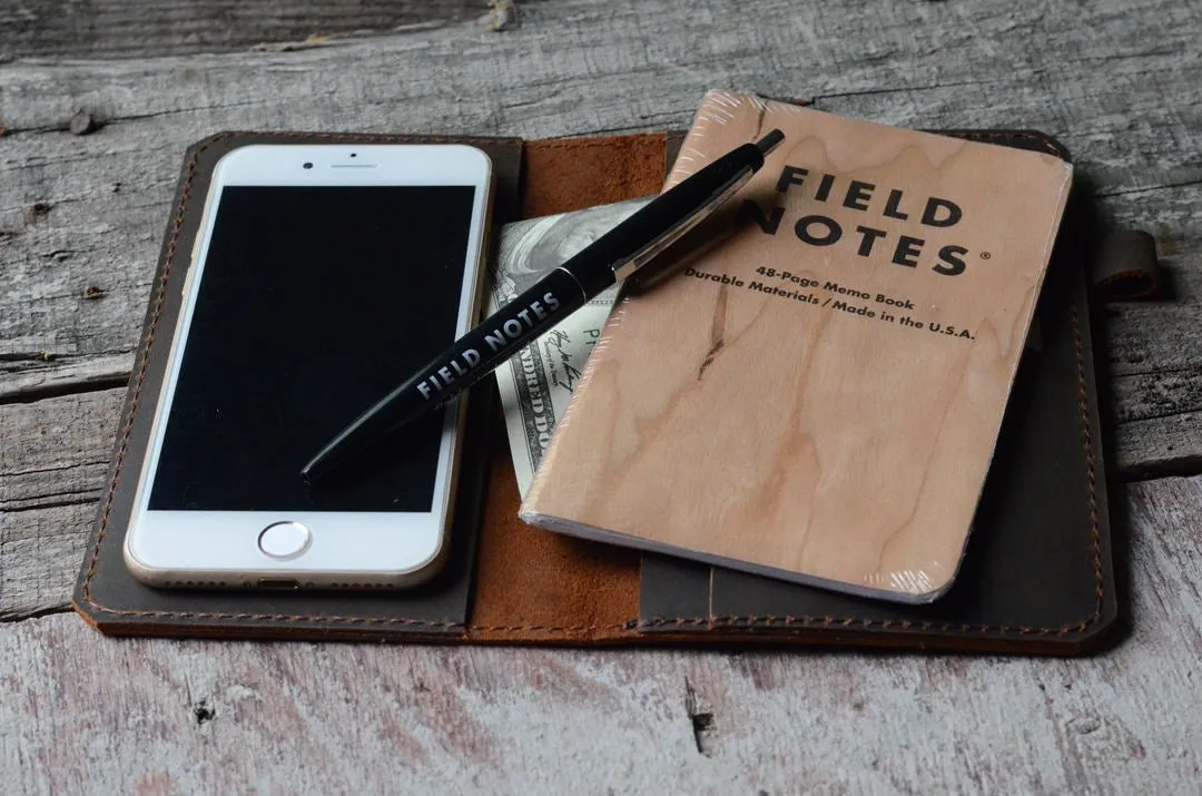 Leather iPhone 6 6s  7 wallet  travel journal wallet leather notebook wallet for pocket size  field notes leather moleskine wallet cover