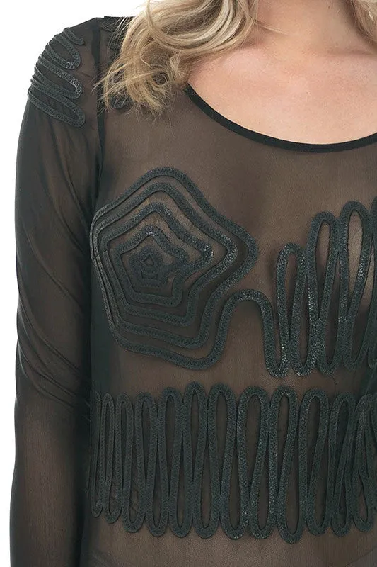 Leather Trim Bodysuit