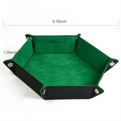 Leatherette & Velvet Dice Tray (Emerald Hex)